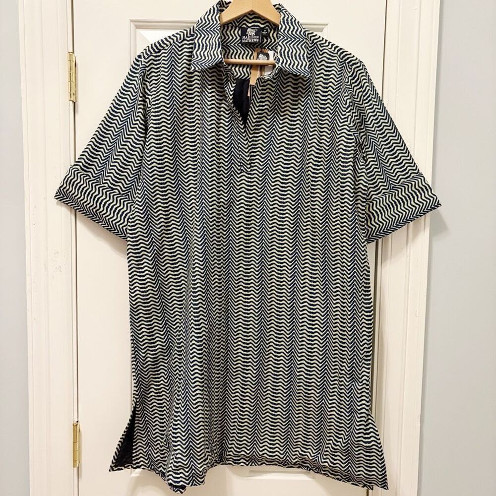 NWT Madison Mathews Popover Dress 100% Cotton Size M - Picture 3 of 7